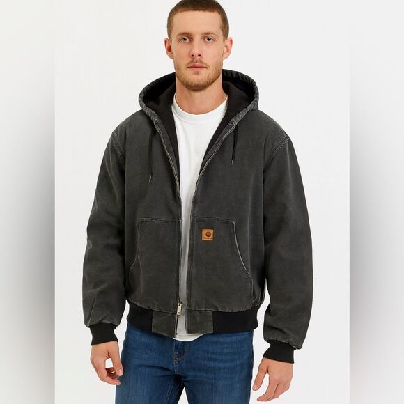 Carhartt J25 MOS Jacket Men’s XL Tall Green Hooded Duck Canvas Workwear Vintage - Picture 1 of 9